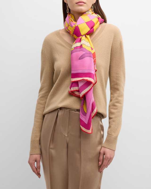 Firenze Print Cashmere & Silk Square Scarf